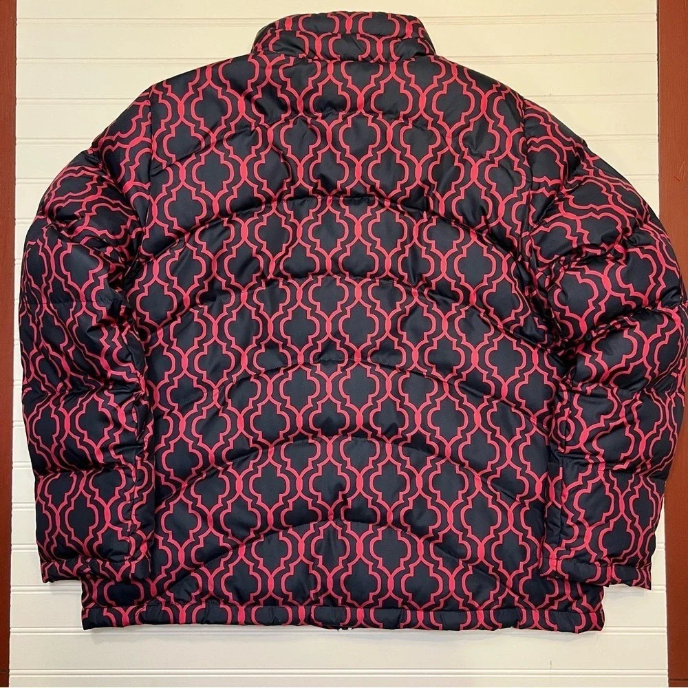Lands' End Navy and Pink Patterned Down-Filled Puffer Jacket‎ Size XL 18